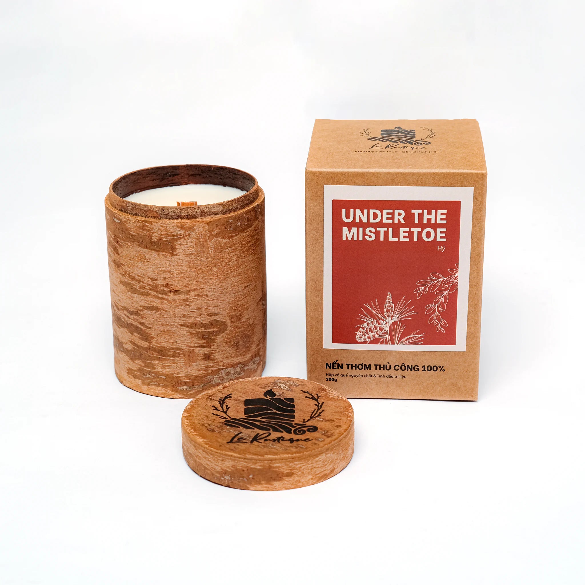 Under the Mistletoe scented candle shaven 6.5oz with craft packing box