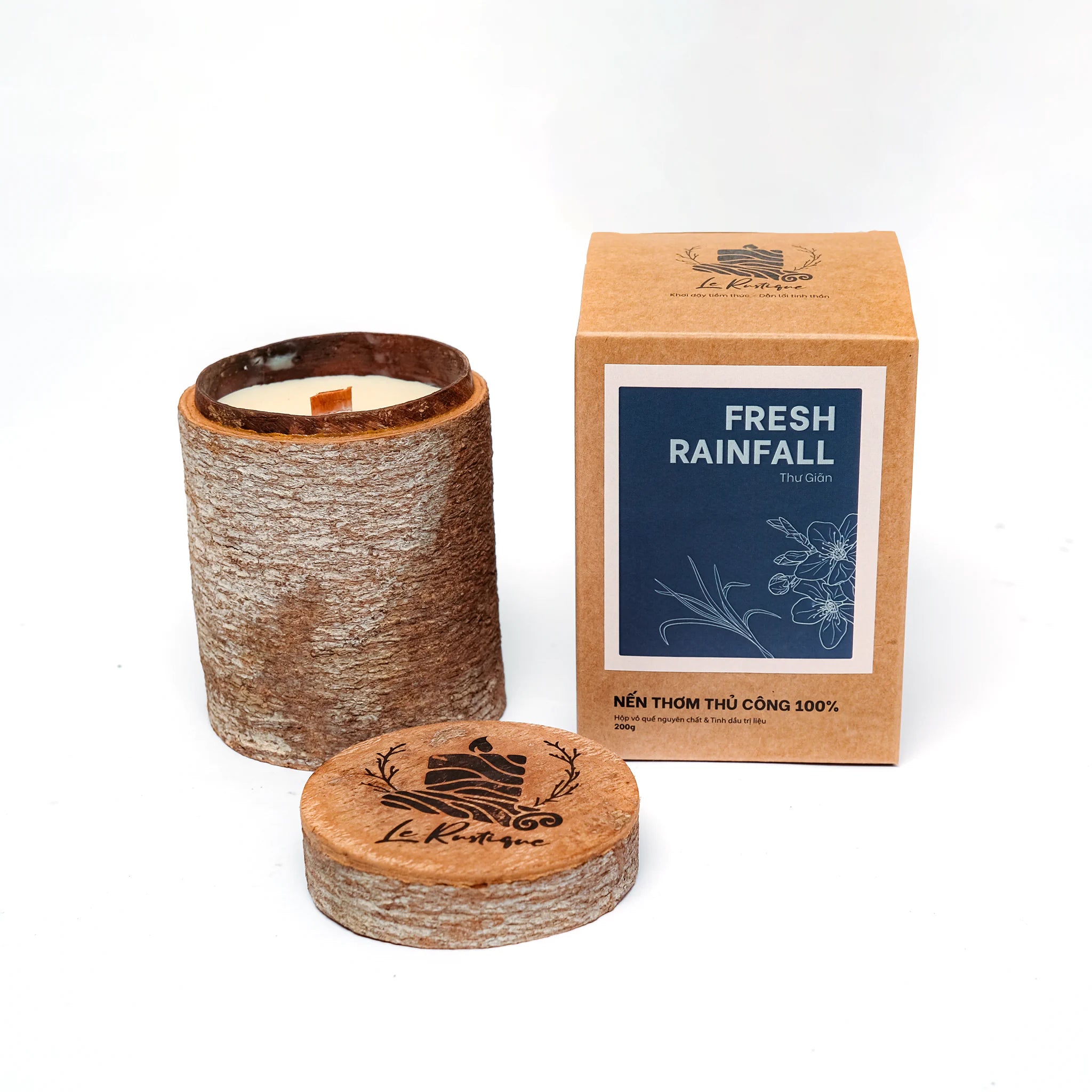 Fresh Rainfull relaxing candle unshaven 6.5oz with craft box