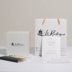 Le Rustique Special Scented Candle Gift Set with elegant packaging, thank you card, and recycled paper materials.