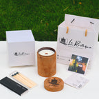 Le Rustique Special Scented Candle Gift Set featuring elegant packaging, therapeutic soy wax candle, and matches.