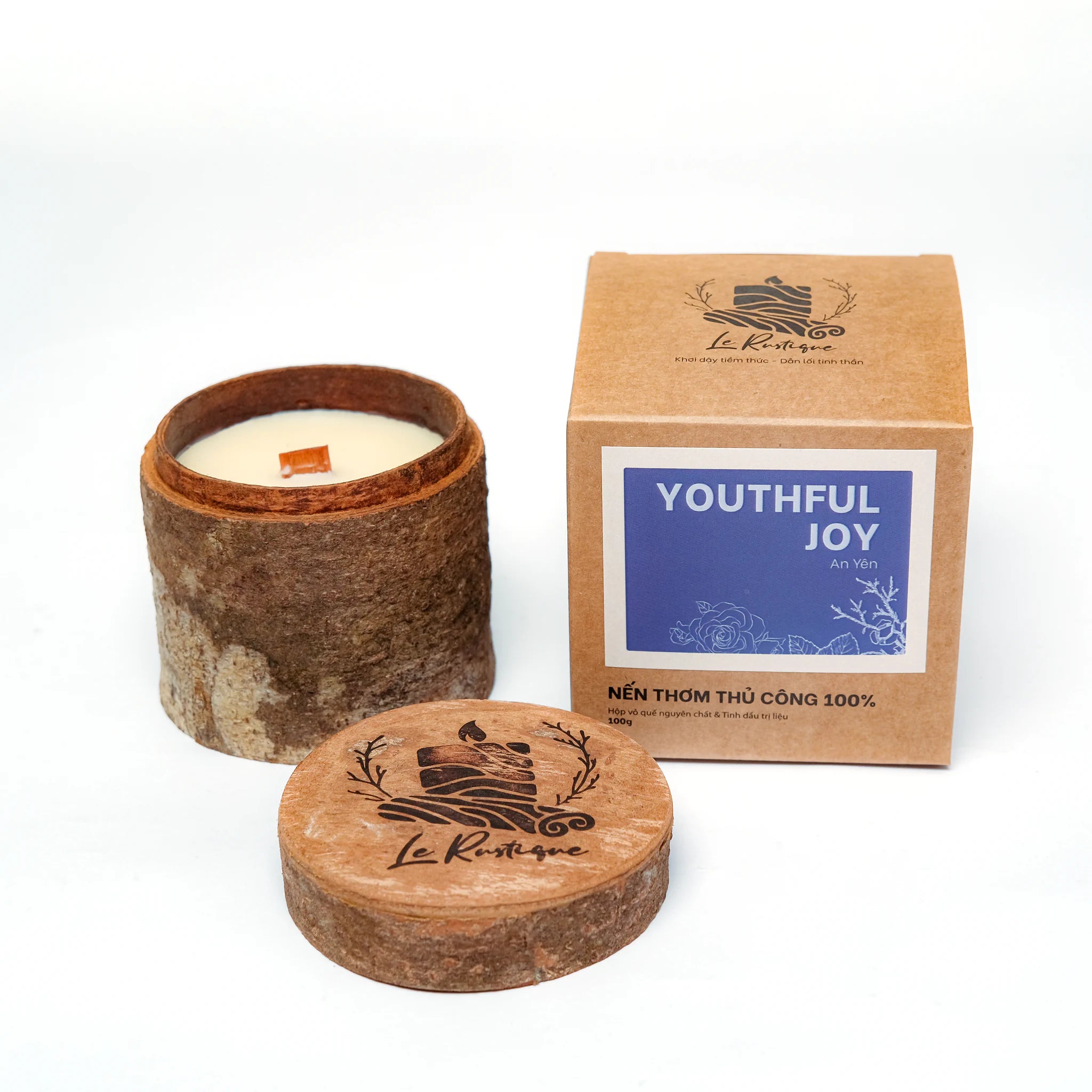 'Youth Joy' candle for aromatherapy 3.2oz unshaven with craft packing box