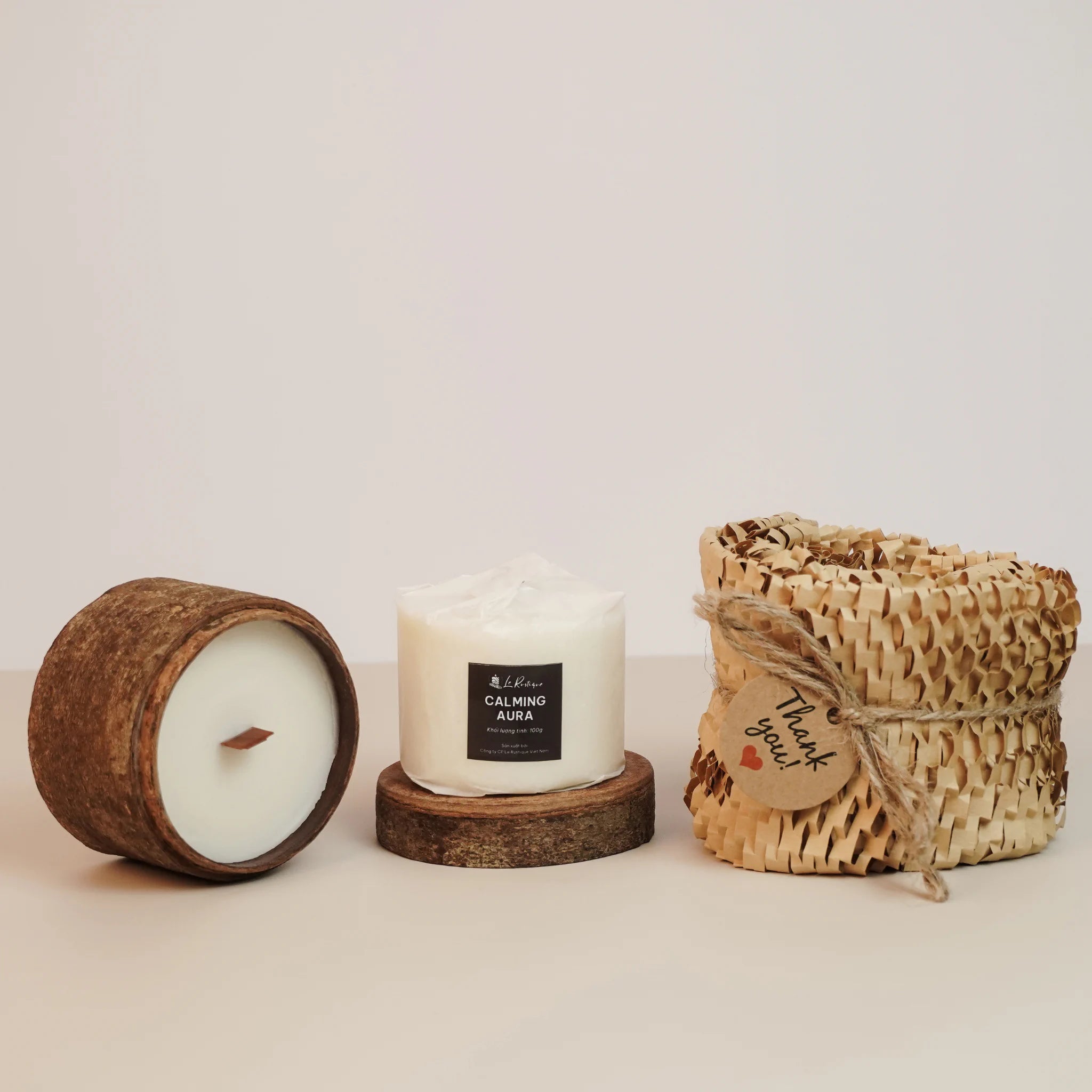 soy wax candle refill 3.2oz with cinnamon bark jar and packaging